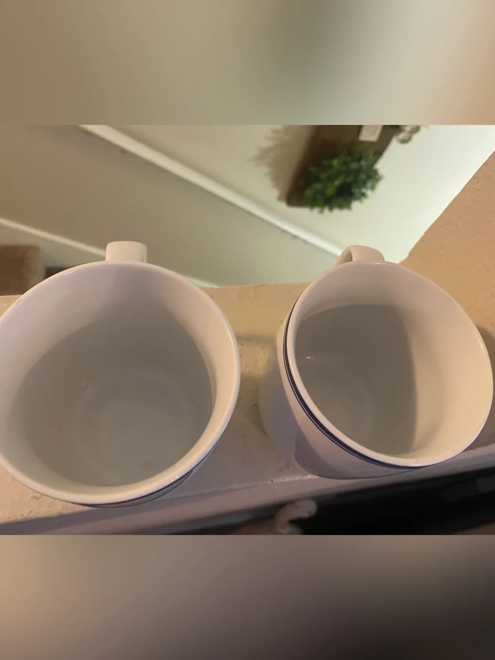 Williams Sonoma. Open Kitchen. White Ceramic Mug with Blue Rim - Set of 2